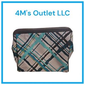 Thirty-One Teal and Black Plaid Cosmetic Bag